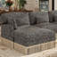 Élégant canapé modulaire rembourré en L avec imprimé léopard en chenille, canapé modulaire à pampilles avec repose-pieds-129990768