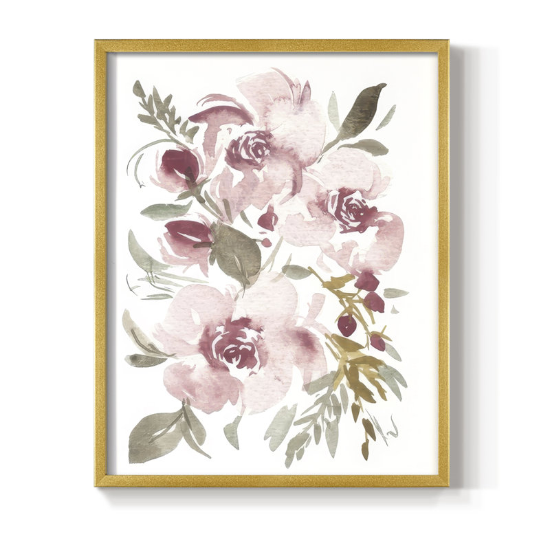 «Spring Fling Bouquet IV», reproduction encadrée - bois massif, H 30 po x l 24 po, Doré