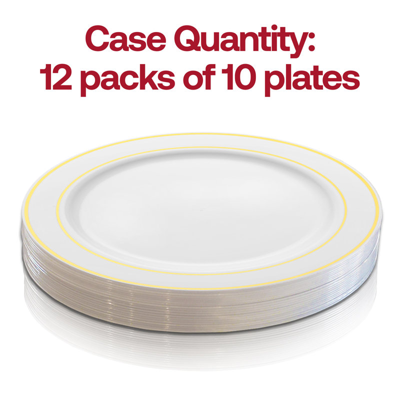 White with Gold Edge Rim Plastic Appetizer/Salad Plates (7.5")