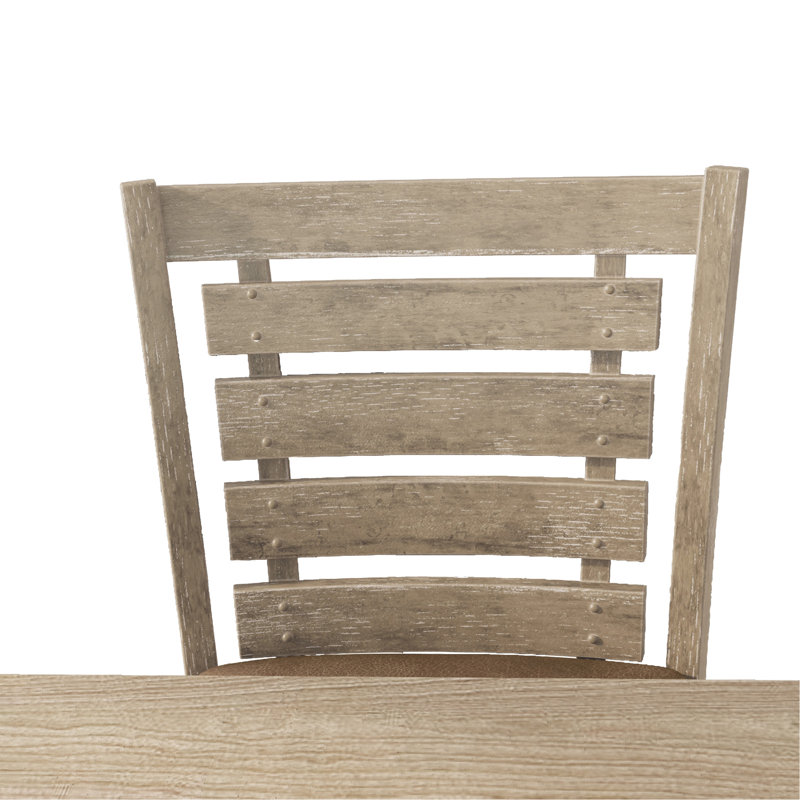 Set Of 2 Dining Counter Height Chairs Modern Farmhouse Rustic Look Distressed Design Ladderback Solid Wood