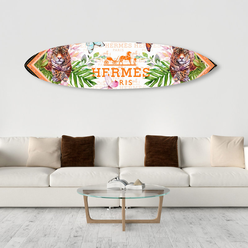 Oliver Gal Jungle Parade Surfboard Animals - Die-Cut Acrylic Glass Wall Art Sculpture
