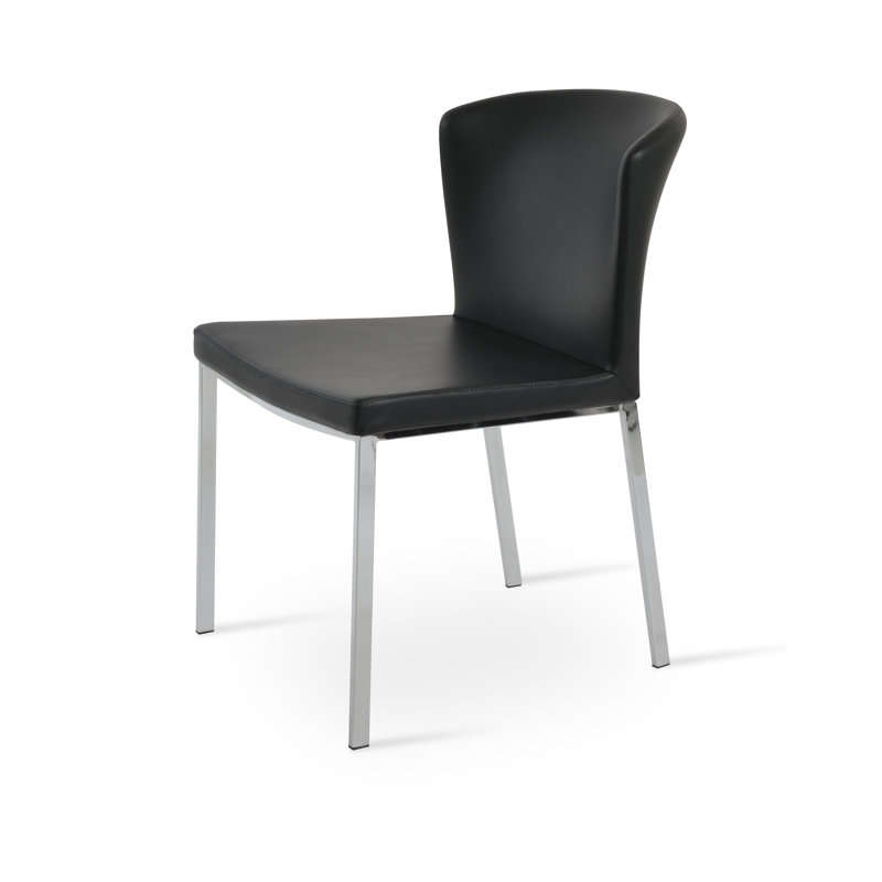 Capri 18'' H Faux Leather Upholstered Metal Side Chair, Bone Faux Leather