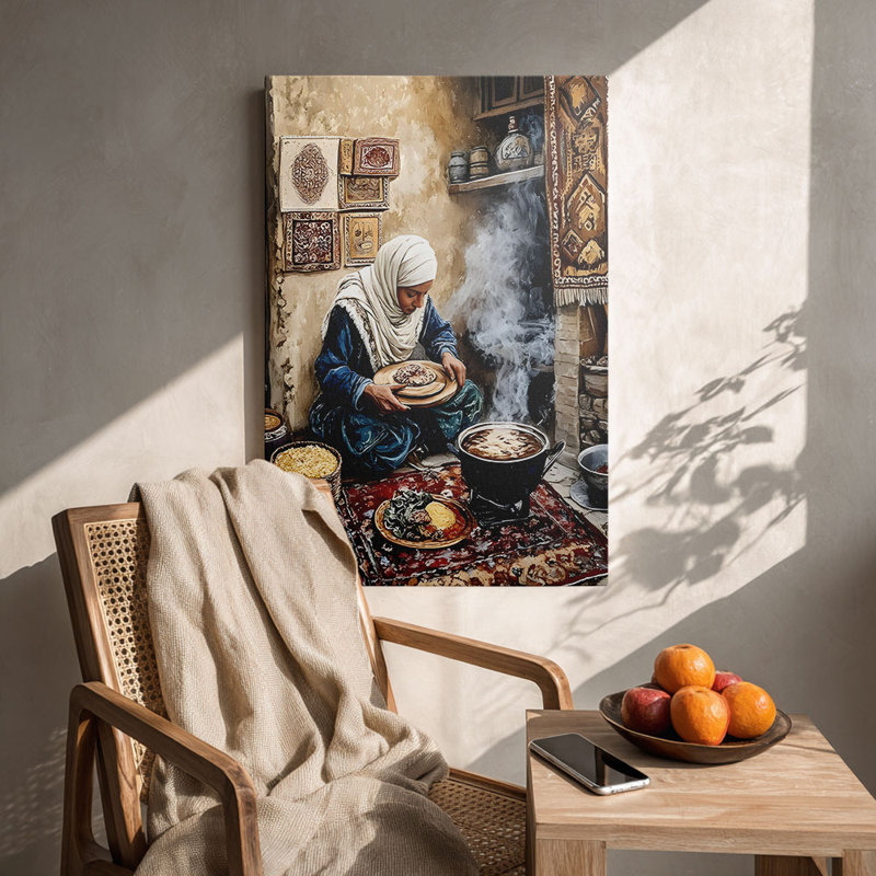 Cadre d'art tendu sur toile tendue pour la cuisine traditionnelle du Moyen-Orient, 36 * 24 pouces (90 * 60 * 2cm)