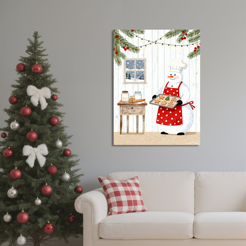 «Snowman Bake Cake», art mural sur toile, H 18 po x l 12 po