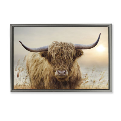 Cadre flottant Highland Cow & Warm Sunset, design par CAD Designs