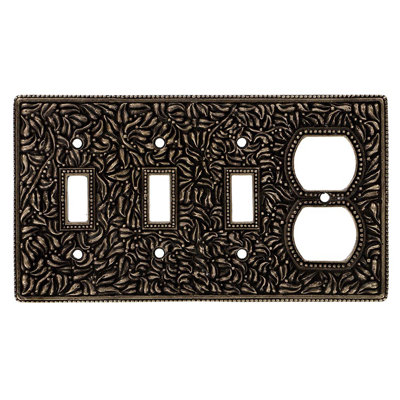 San Michele 4-Gang Duplex Outlet / Toggle Light Switch Combination Wall Plate