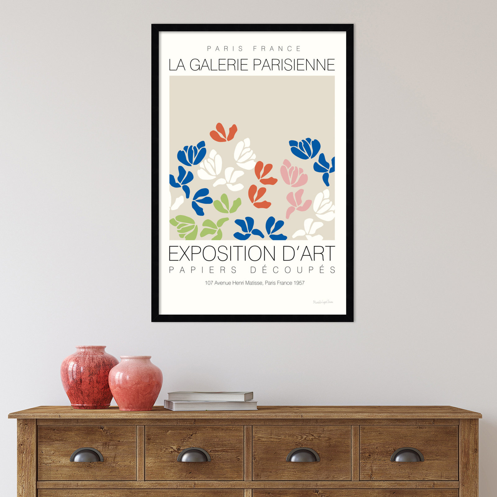 Fleurs De Matisse by Mercedes Lopez Charro, Black, 23" W x 33" H