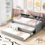 Lit de jour simple TG en bois gris - 2 lits gigognes, 3 rangements, charge et utile-467073125