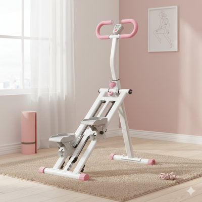 Stair Climbing Machine With Resistance - Enhanced Vertical Climber For Total-Body Workout, Fitness Equipment With Robust Construction And Adjustable Handlebars - Pink