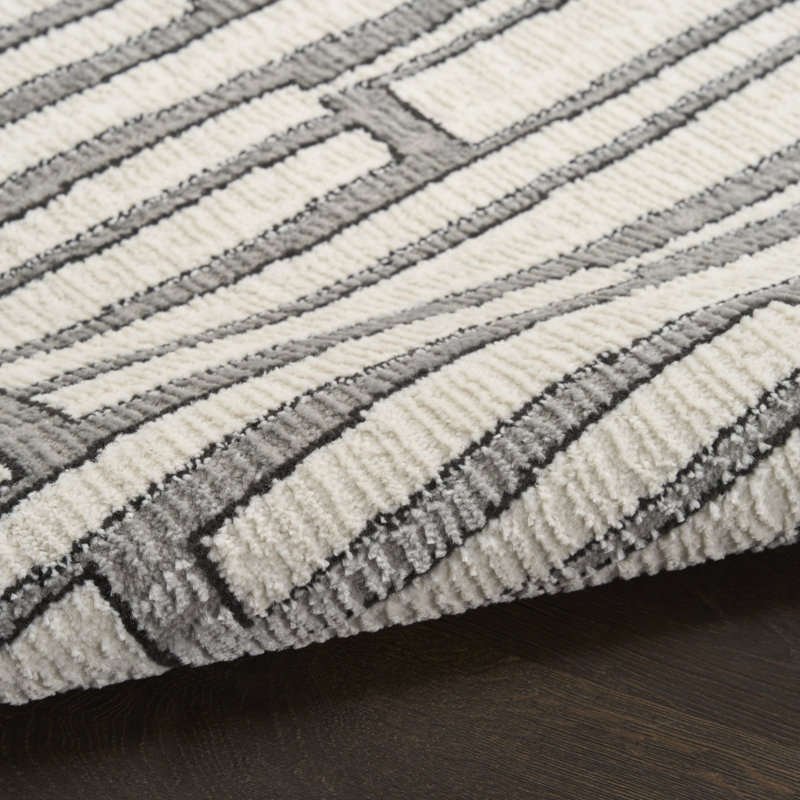 Faunsdale Ivory Grey Scandinavian Indoor Rug, Rectangle 8' x 10'