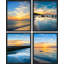«White Vibrant Blue and Orange Sunset Ocean Sea», impression sur papier 4 pièces-97782330-97782335