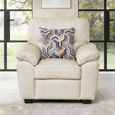 36.8"Cozy Leathaire Armchair with Throw Pillow