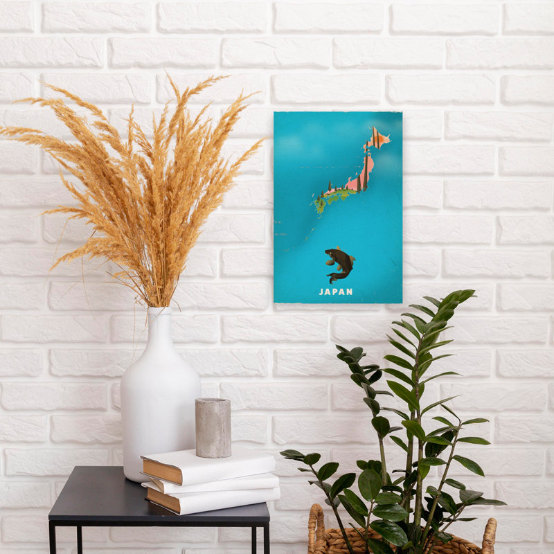 Contemporary Art Colorful Elegant Modern Fish Landscape Nature Wall Art - Wrapped Canvas Print, 45.72 cm H x 30.48 cm W