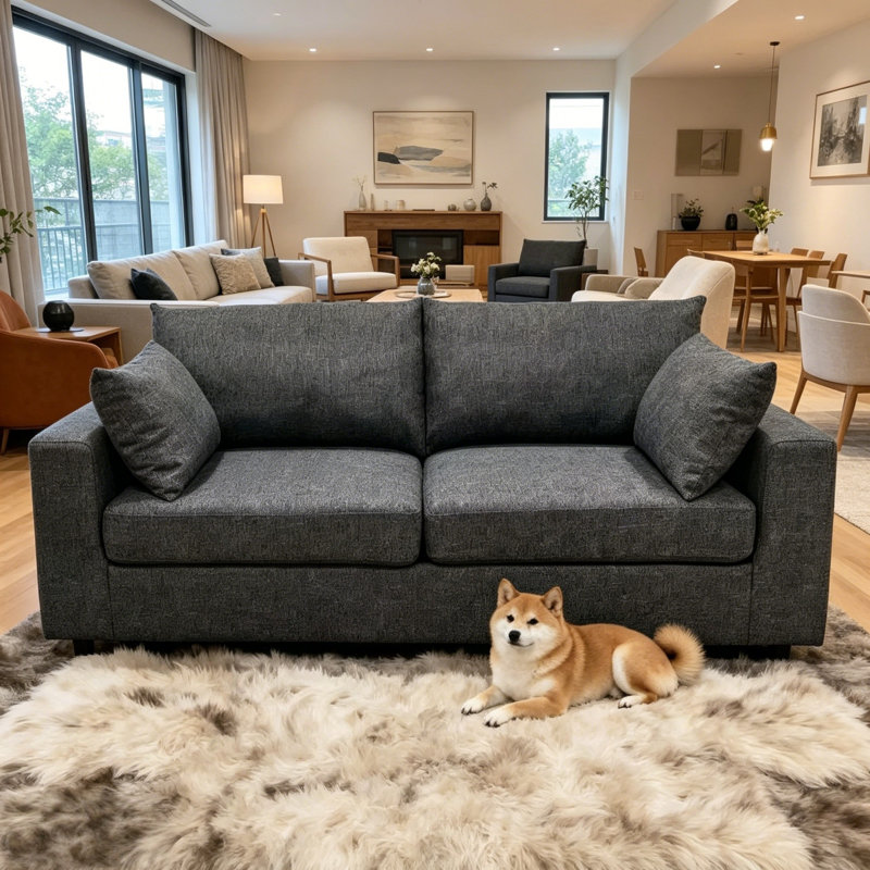 Brooklington 71"W Lightweight Loveseat Sofa, Easy-to-Move Polyester Upholstered 2-Seater Couch for Small Space Apartment Dorm