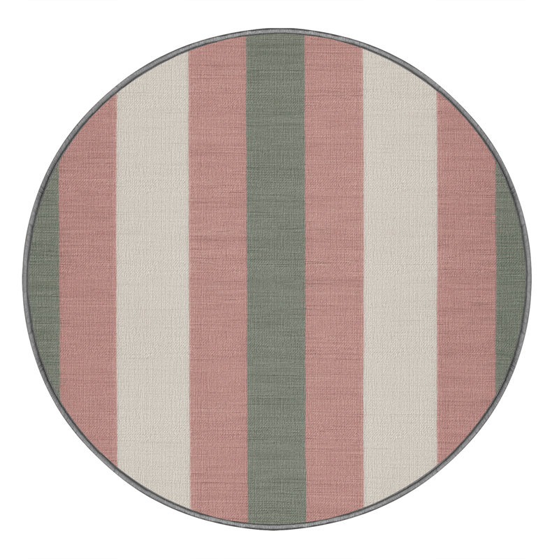 Tapis brun à carreaux lavable à la machine, Rond 7 pi