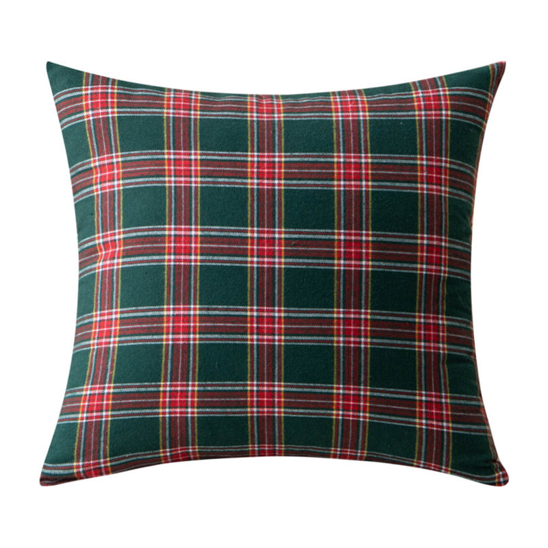 Housse de coussin 100% coton, Rouge / vert, 18 po x 18 po