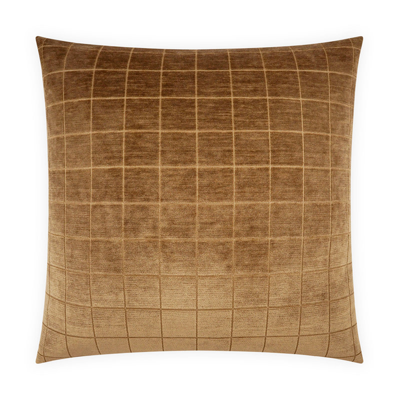 Camden Check Square Pillow Cover & Insert, Square 20", Cumin