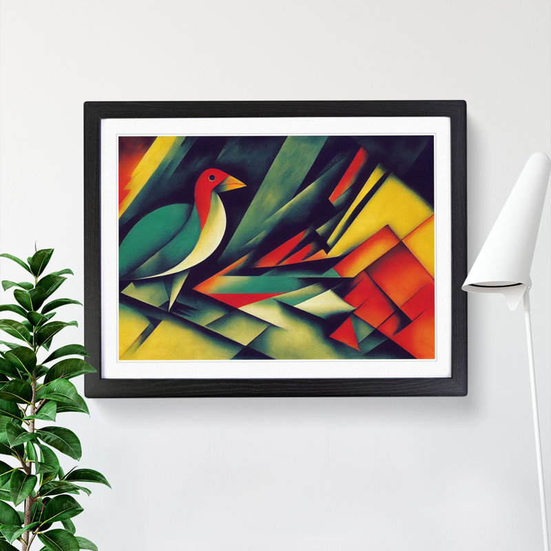 Creative Bird Abstract - Single Picture Frame Print, Black, 46cm H x 64cm W x 2cm D