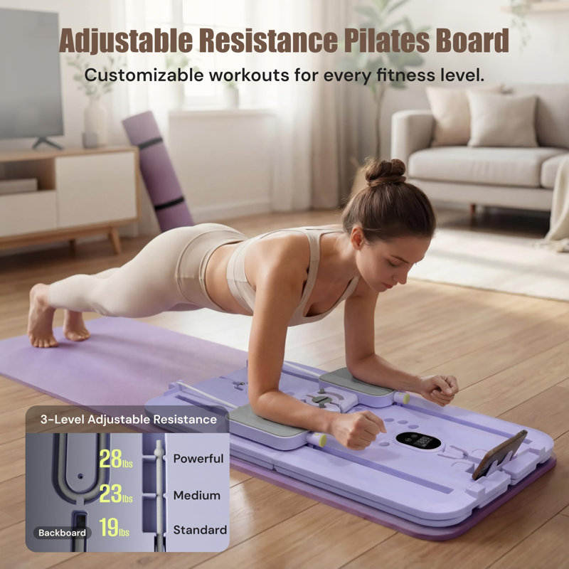 MaxU pliable multifonctionnel Pilates Reformer avec comptoir, mauve, Lavender
