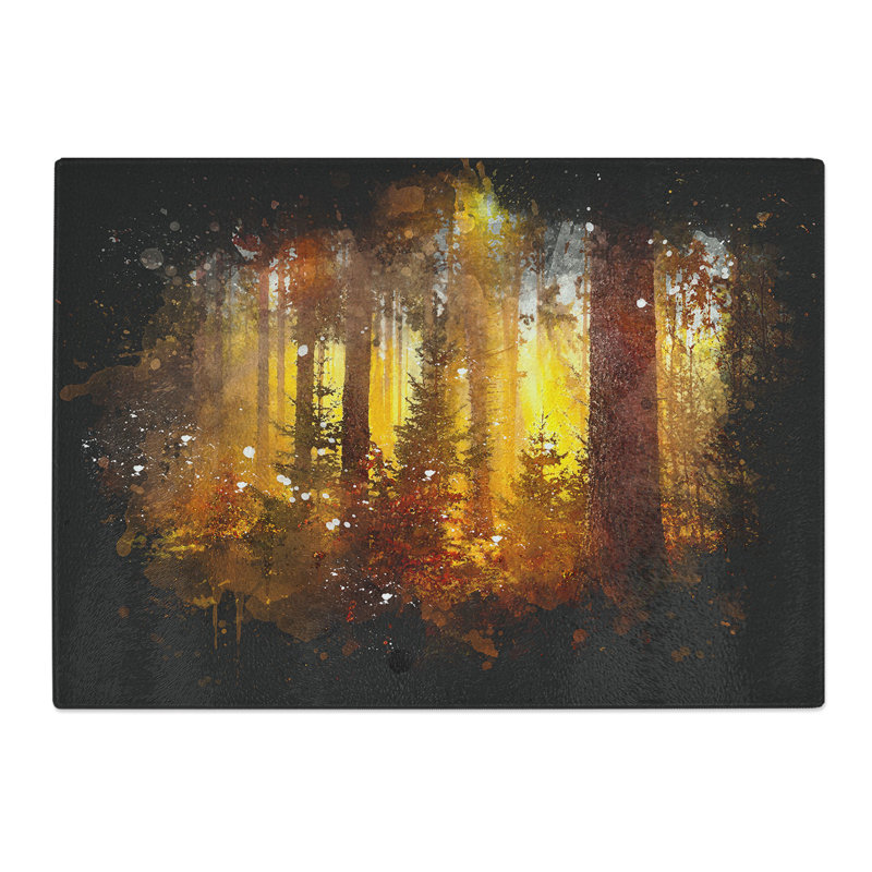 Tempered Glass Mystery Forest Chopping Board, 28.5 cm x 39 cm