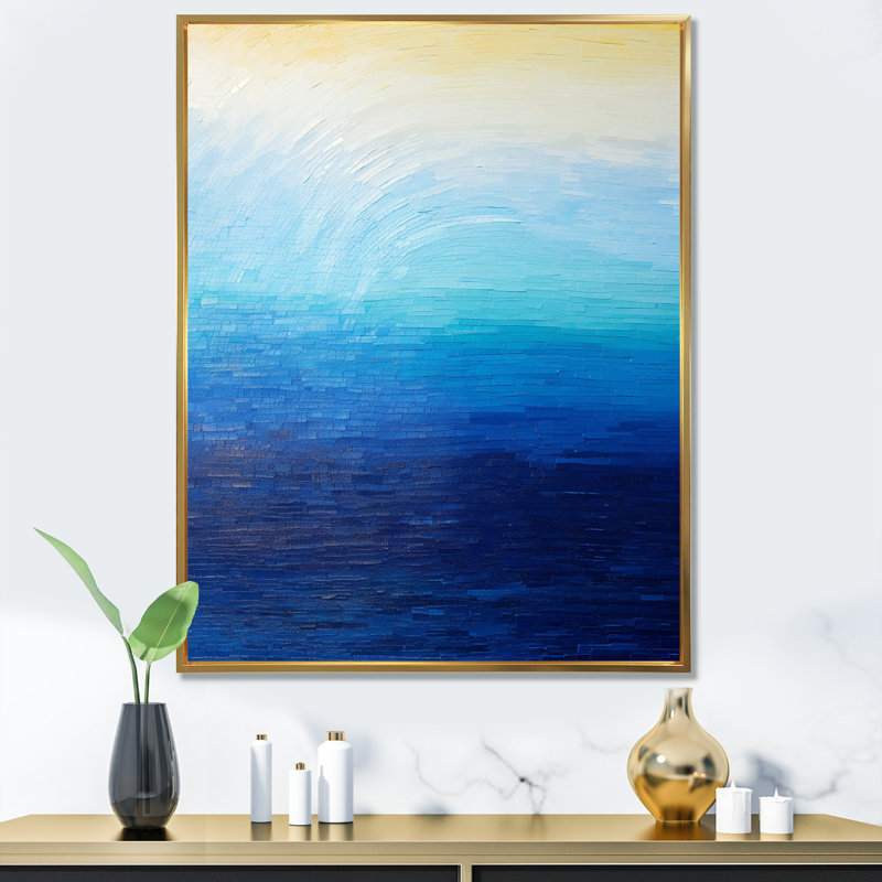 «Blue Spectral Solitude I» sur toile, Cadre flottant doré, H 40 po x l 30 po x P 1,5 po
