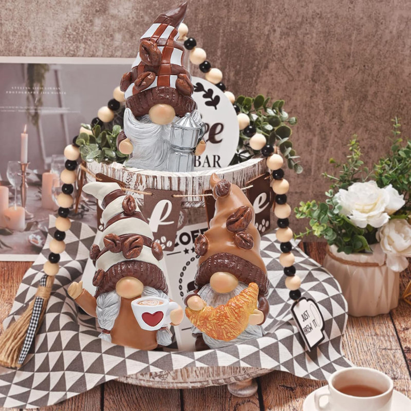 Ensemble de 3 décorations de gnome café