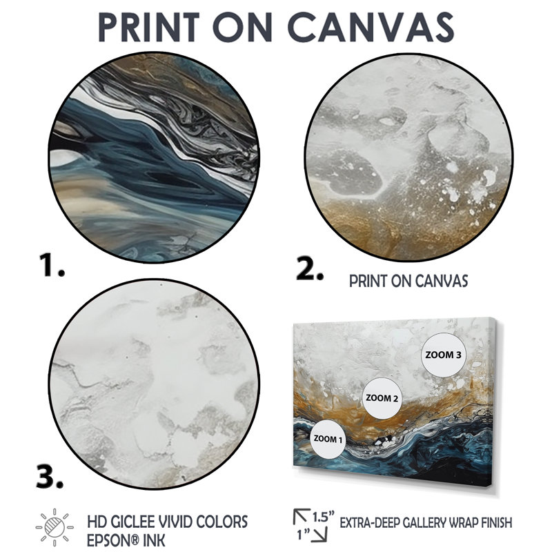 «Grey Gold Modern Abstract Contemporary II», art mural abstrait en marbre 4 pièces, Toile tendue, Ne s’applique pas