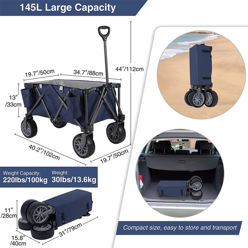 Sacs et rangement de chariot de plage pliables robustes