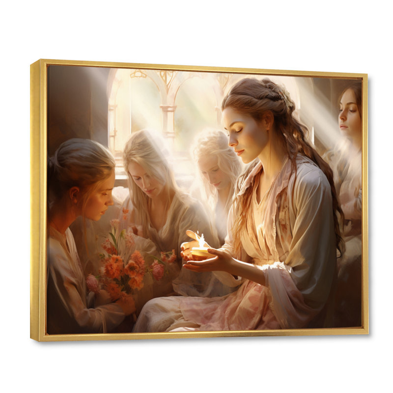 Folk Religion Miracles Embrace - impression, 12" H x 20" W, Cadre flottant doré