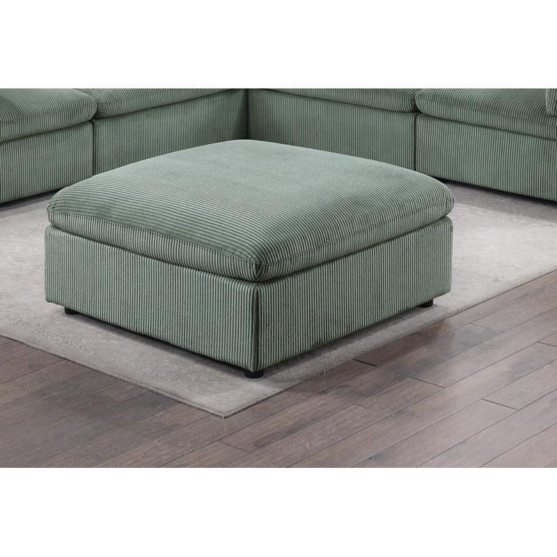 Repose-pieds contemporain en velours côtelé 1 pièce