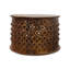 Table basse ronde élégante en bois de manguier brun de 30 po avec motif en treillis sculpté à la main-917580331