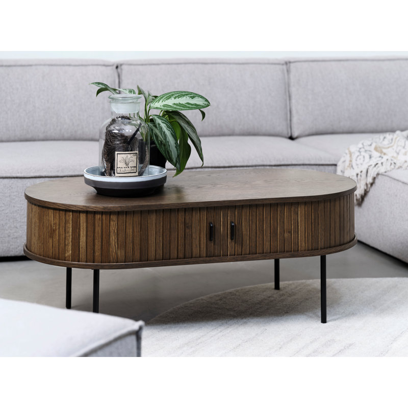 Teneasha Four Leg Coffee Table with Storage, Smoked Oak