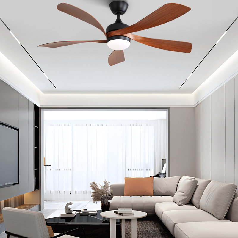 Ventilateur de plafond d'intérieur 52 pouces avec 3 moteurs à courant continu réversible à télécommande et 5 pales en ABS à intensité variable