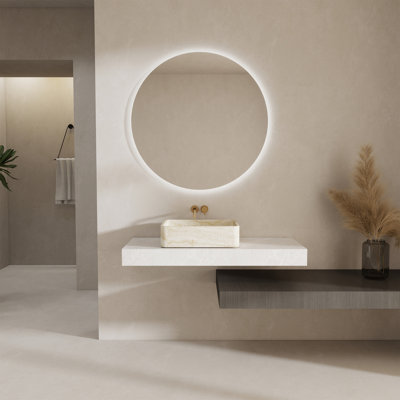 Lavabo de salle de bain rectangulaire en pierre de 19 po en forme de travertin jaune