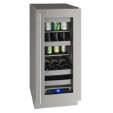 U-Line 15"W. 5 Class 2.9 Cu.Ft. Beverage Center with Locking Door - Stainless Frame with Glass