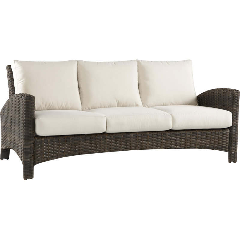 Colford 75.75 " W Wicker Patio Sofa with Cushions, Canvas Canvas Sunbrella® Canvas