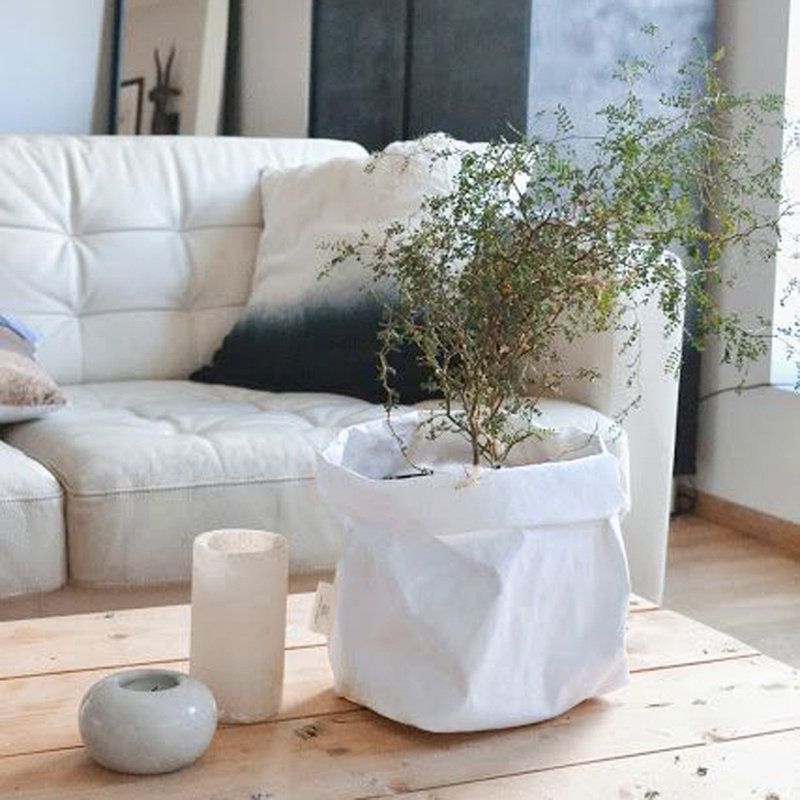 Sac de rangement en papier lavable Kraft, 9.45" H x 9.06" W x 0.98" D, White