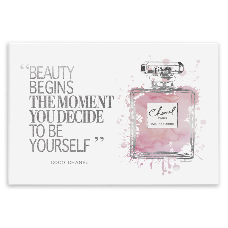 «Beauty Begins Fashion Perfume», art textuel, H 13 po x l 19 po