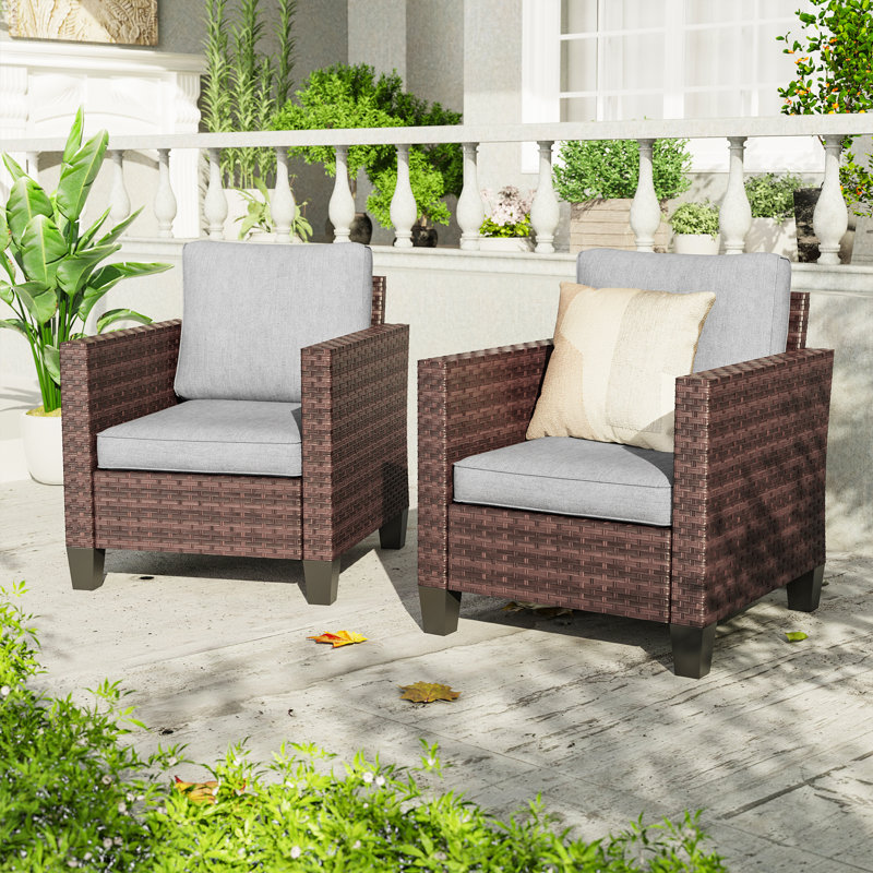 Arejas Outdoor Lounge Chair, Brown, Linen Gray
