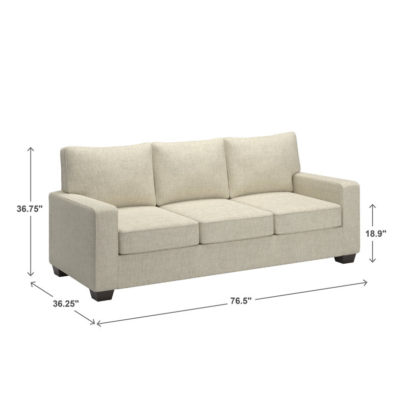Canapé à accoudoirs carrés rembourrés en tissu moderne Beale, Beige tissé