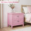Ensemble de 2 tables de chevet Haven avec 2 tiroirs, tables de chevet Shaker avec poignées argentées et pieds antidérapants, tables de bout rose pastel et bleu pour la chambre à coucher et le salon-131644428