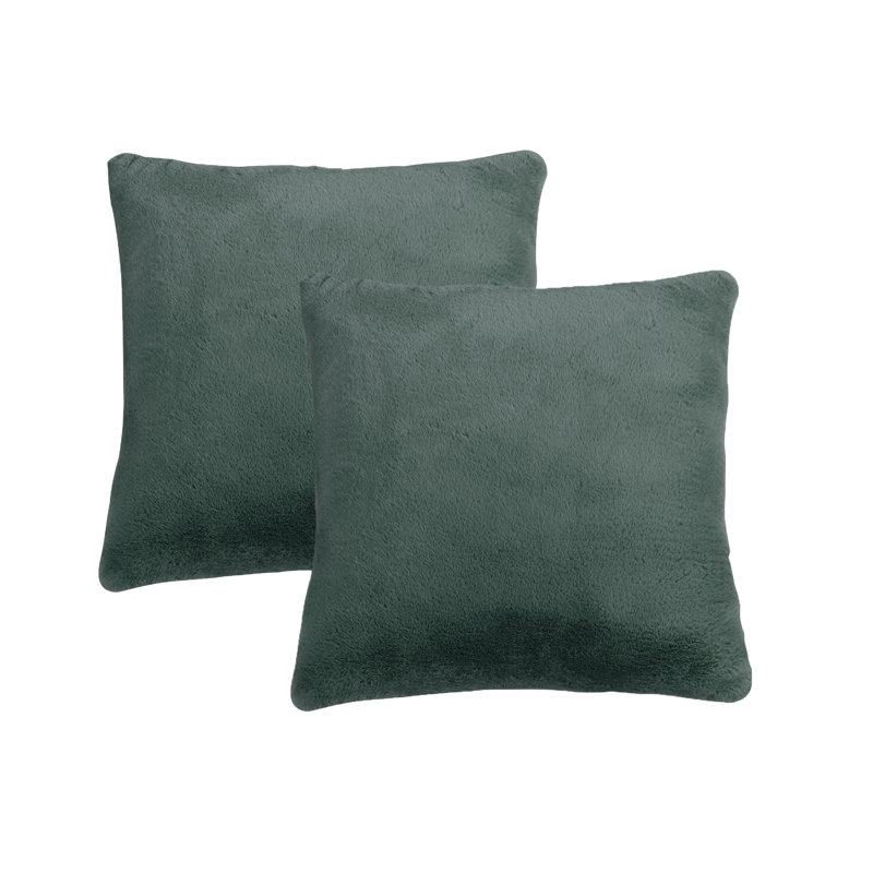  Faux Fur Throw Square Pillow Cover, Gunmetal