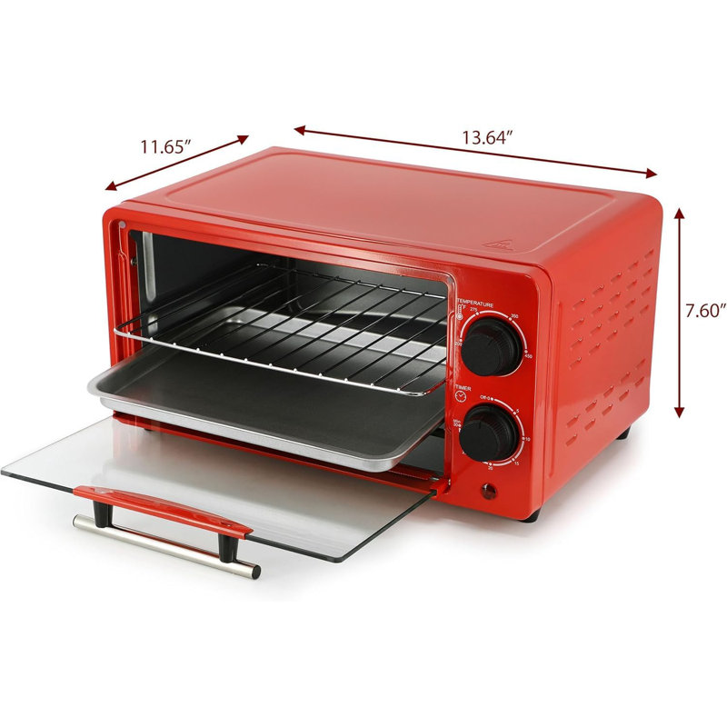 Four grille-pain compact de 9,5 pintes, four de comptoir électrique avec contrôle de la température, fonctions de cuisson au four et de pain grillé, conception peu encombrante