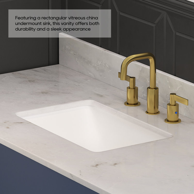 43'' White Marble Single Vanity Top with Ceramic Sink