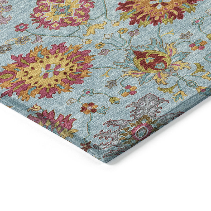 Tapis damassé intérieur / extérieur lavable à la machine Mattera ACN2288, Rectangle 10 pi x 14 pi