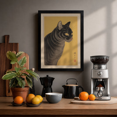 Tabby Portrait Japandi - Framed Print