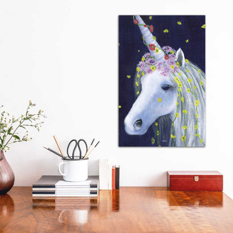 «Unicorn IV» par Tava - impression d'art graphique, Toile tendue, Pas de tapis, H 18 po x l 12 po x 1,5 po