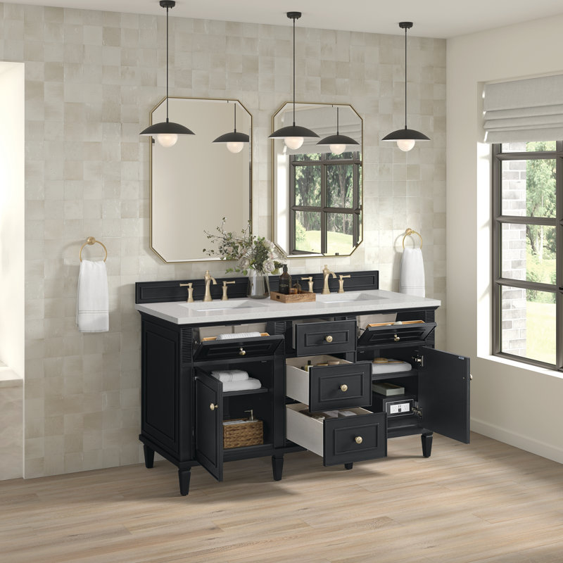 Lorelai 60'' Double Bathroom Vanity with Top, Lime Delight, Black Onyx, 8" Widespread