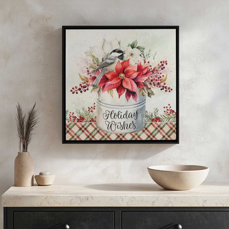 Impression sur toile «Holiday Wishes» par Nicole DeCamp, Toile avec cadre, L 30 po x H 30 po, Argent