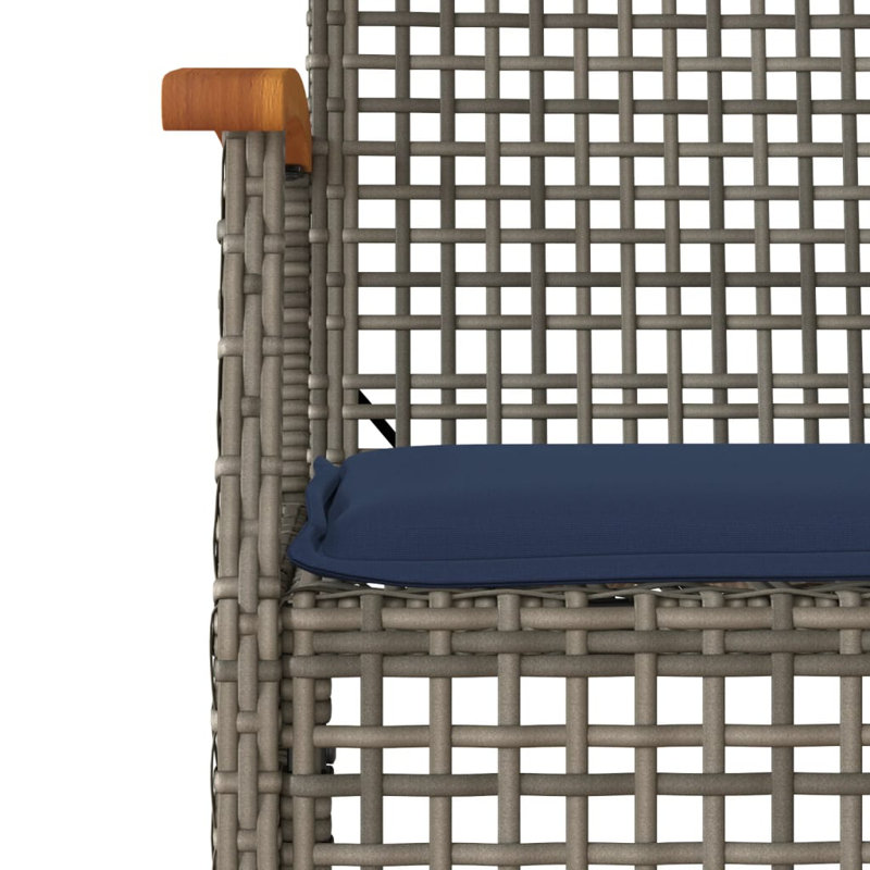 Ensemble repas 5 pièces avec coussins en rotin beige Hokku Designs, Bleu / gris, H 29,1 po x l 27,6 po x L 55,1 po, 4